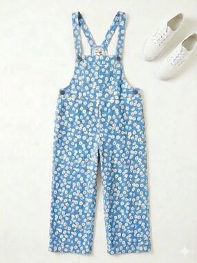 L.A SOUL Daisy Flower Light Corduroy Overalls Size Small NWT
